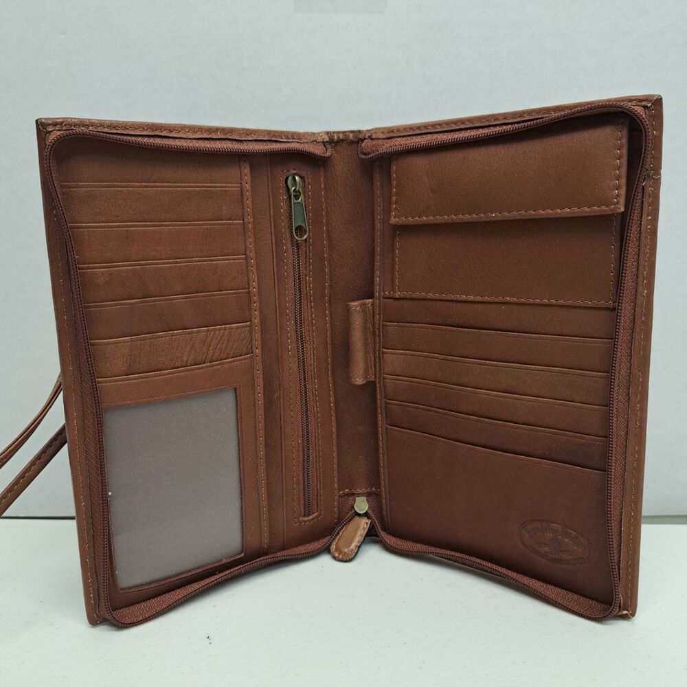 Boulder Ridge Crossbody Bag Brown Leather Folding Wallet Purse - Picture 3 of 7